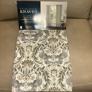 Curated Kravet 2 pc Window Curtains Elephant Damask Cotton 50" x 84" Cotton